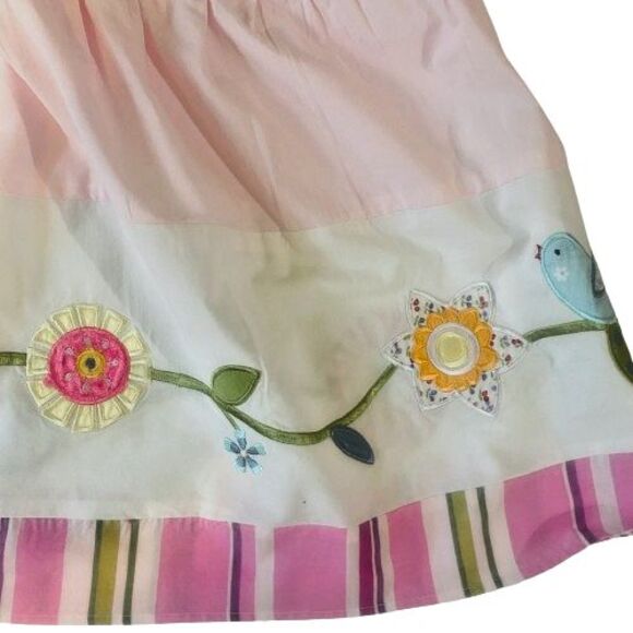 Crib BedSkirt Dust Ruffle Pink Purple Blue Birds Applique Embroidery - Picture 7 of 10